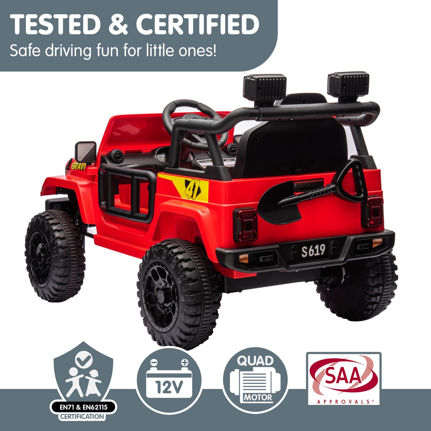 S619 Gravity Kids Electric Ride On Car - Red