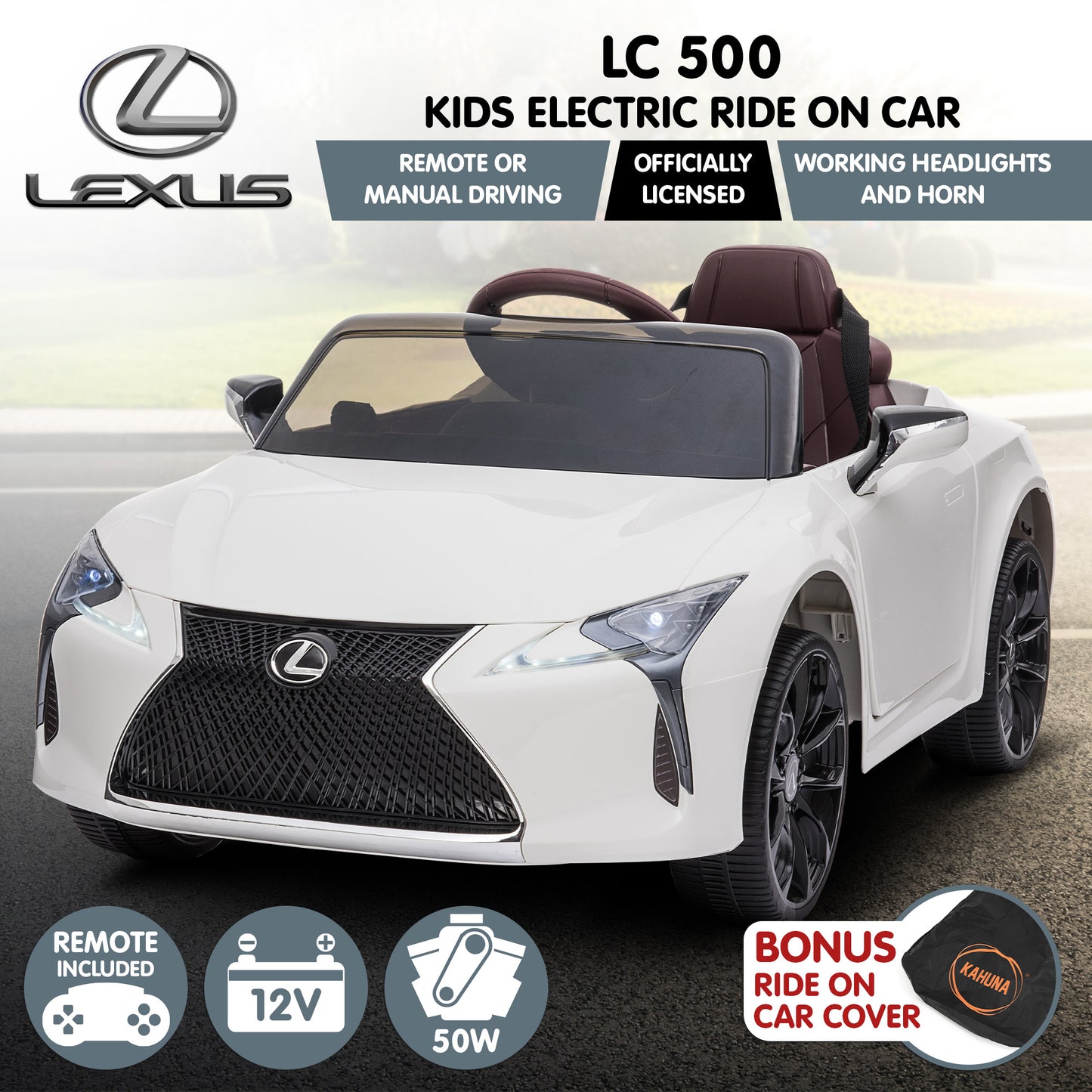 Licensed Lexus Lc 500 Kids Electric Ride On Car - White