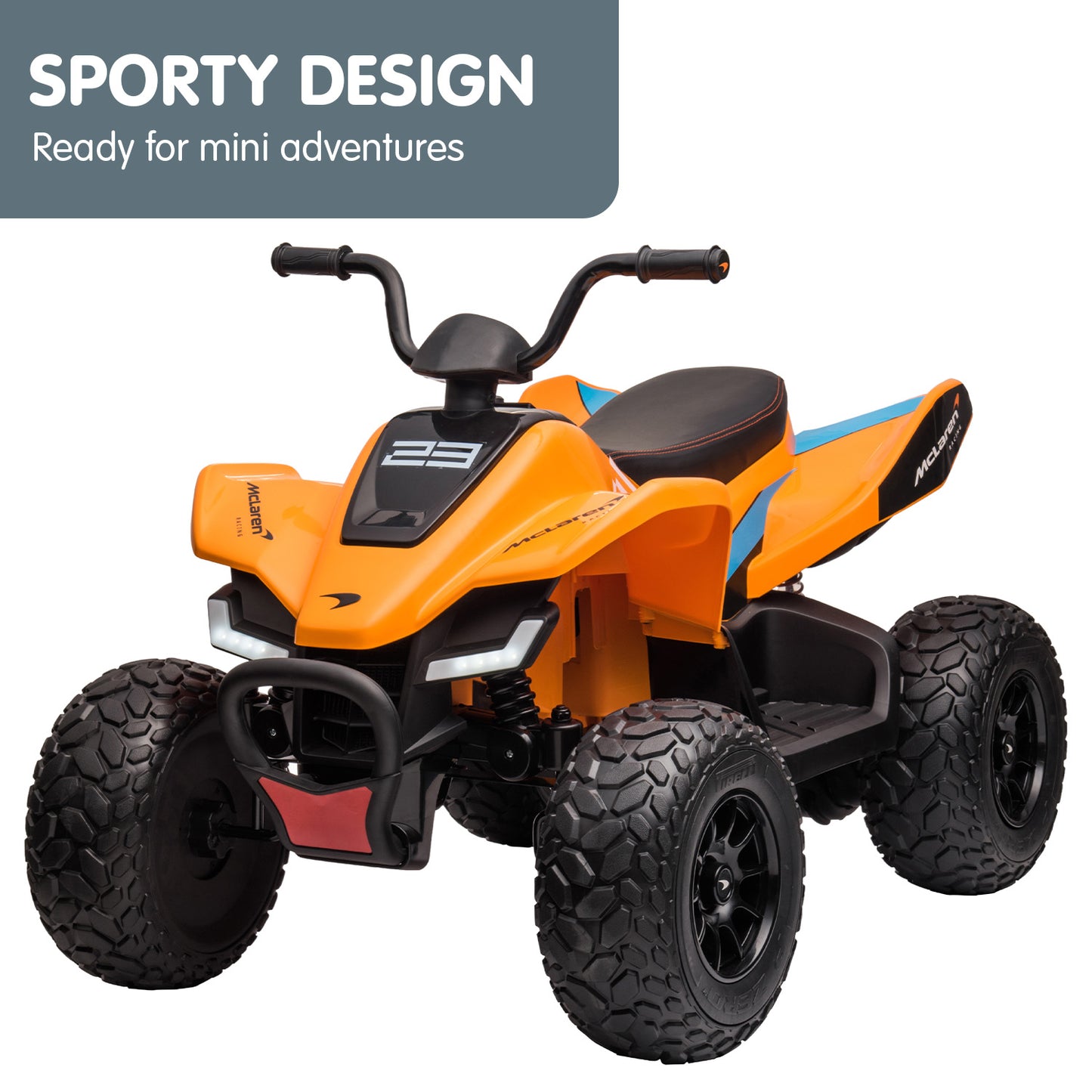 Licensed MCL35 McLaren Kids Toy Ride On Electric Quad Bike - Orange