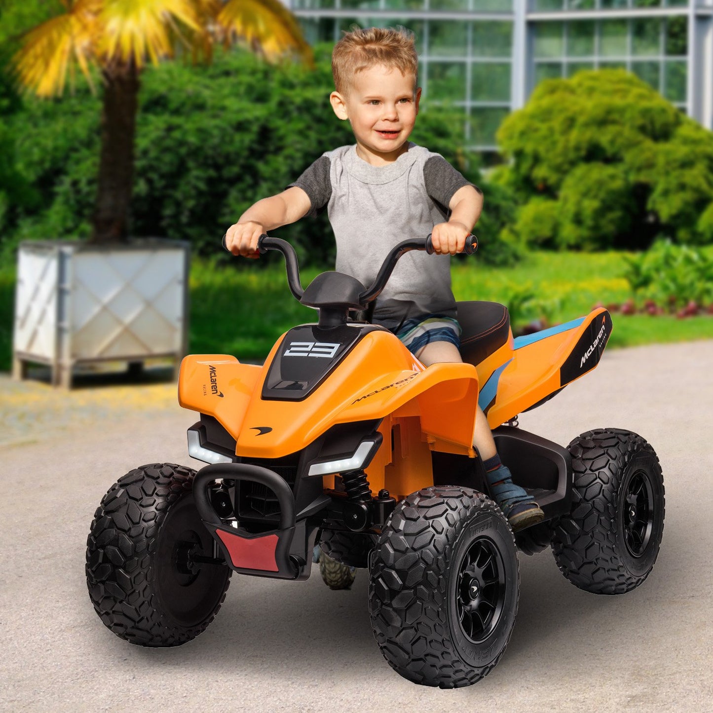 Licensed MCL35 McLaren Kids Toy Ride On Electric Quad Bike - Orange