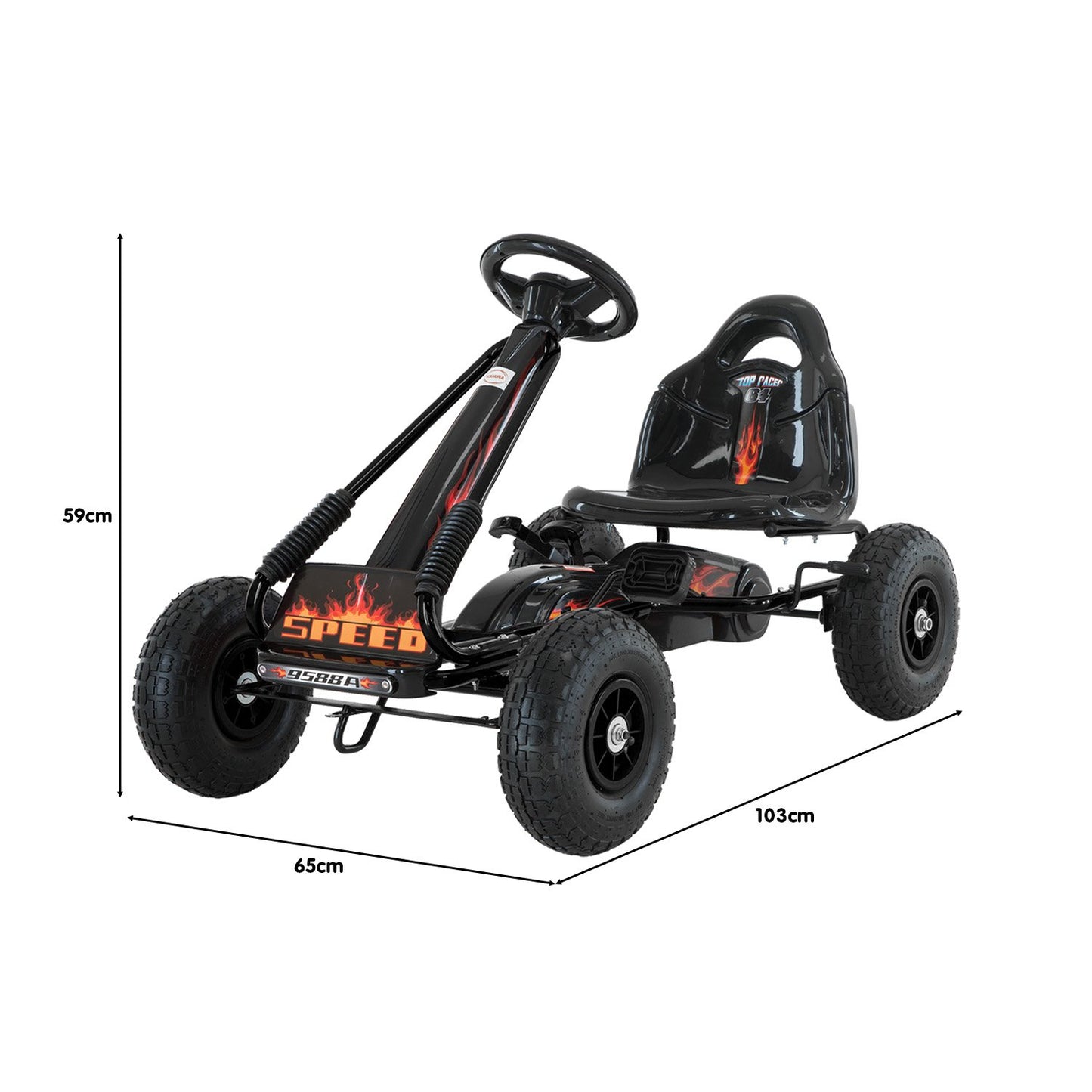 G95 Kids Ride On Pedal-Powered Go Kart - Black