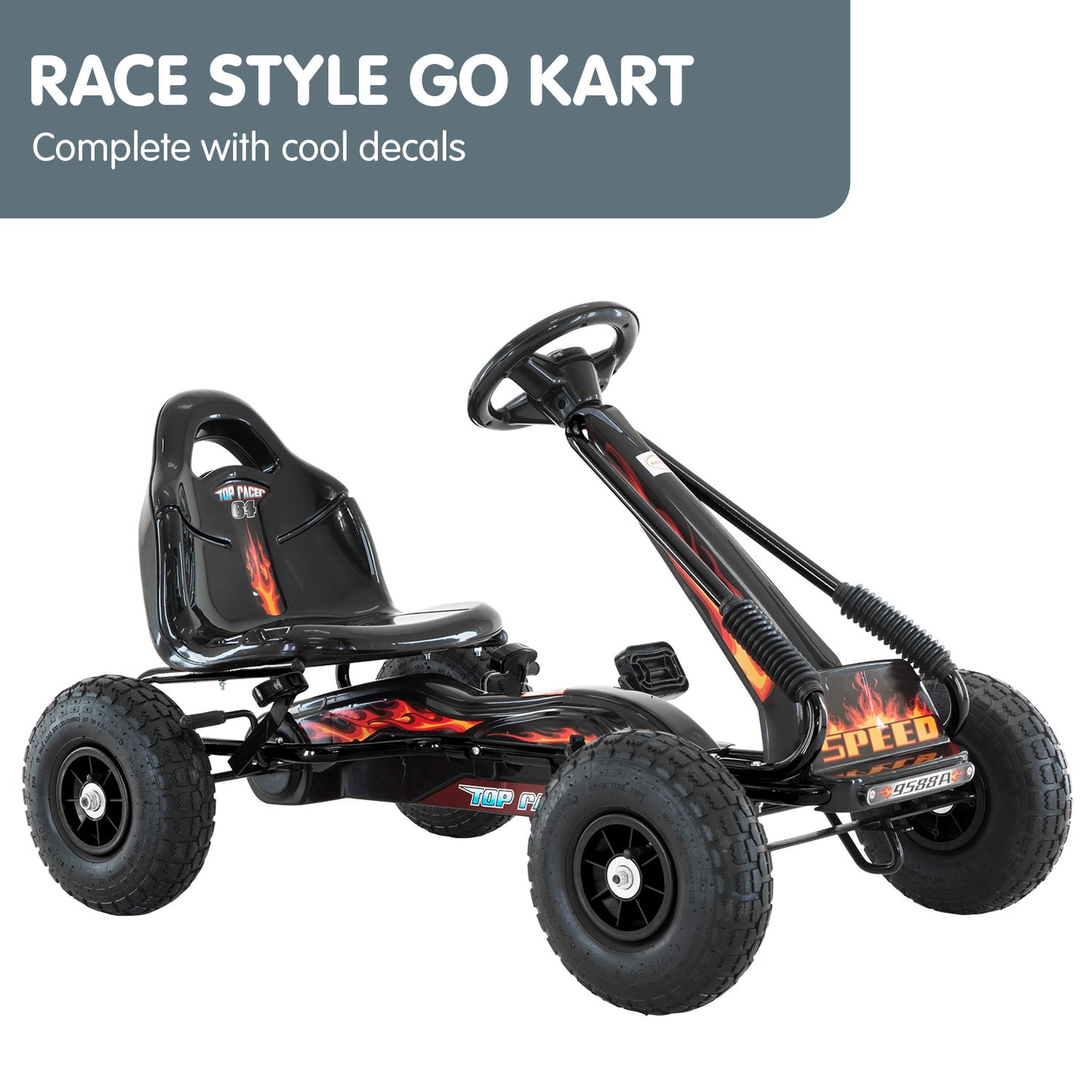 G95 Kids Ride On Pedal-Powered Go Kart - Black