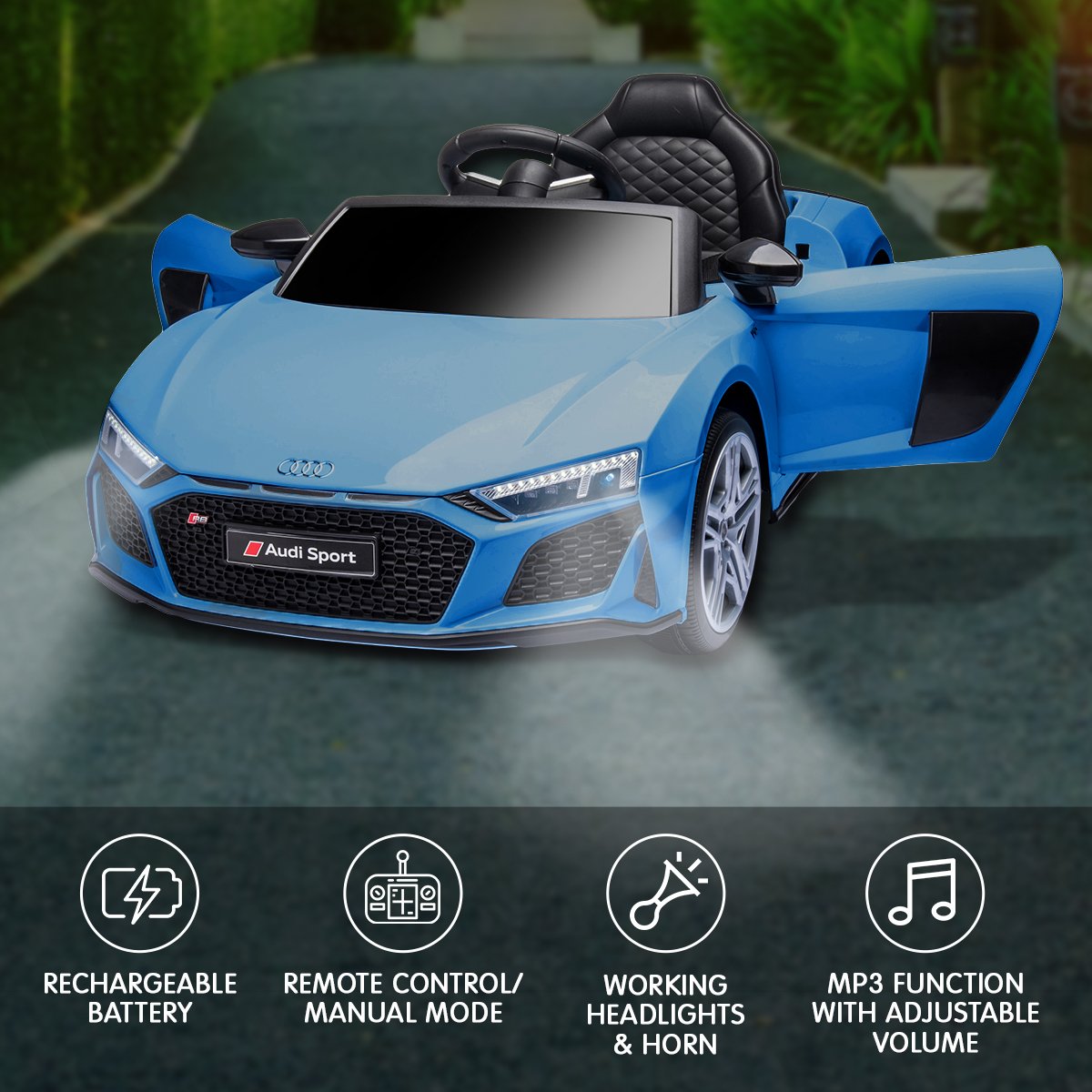 Audi Sport Licensed Kids Electric Ride On Car Remote Control - Blue