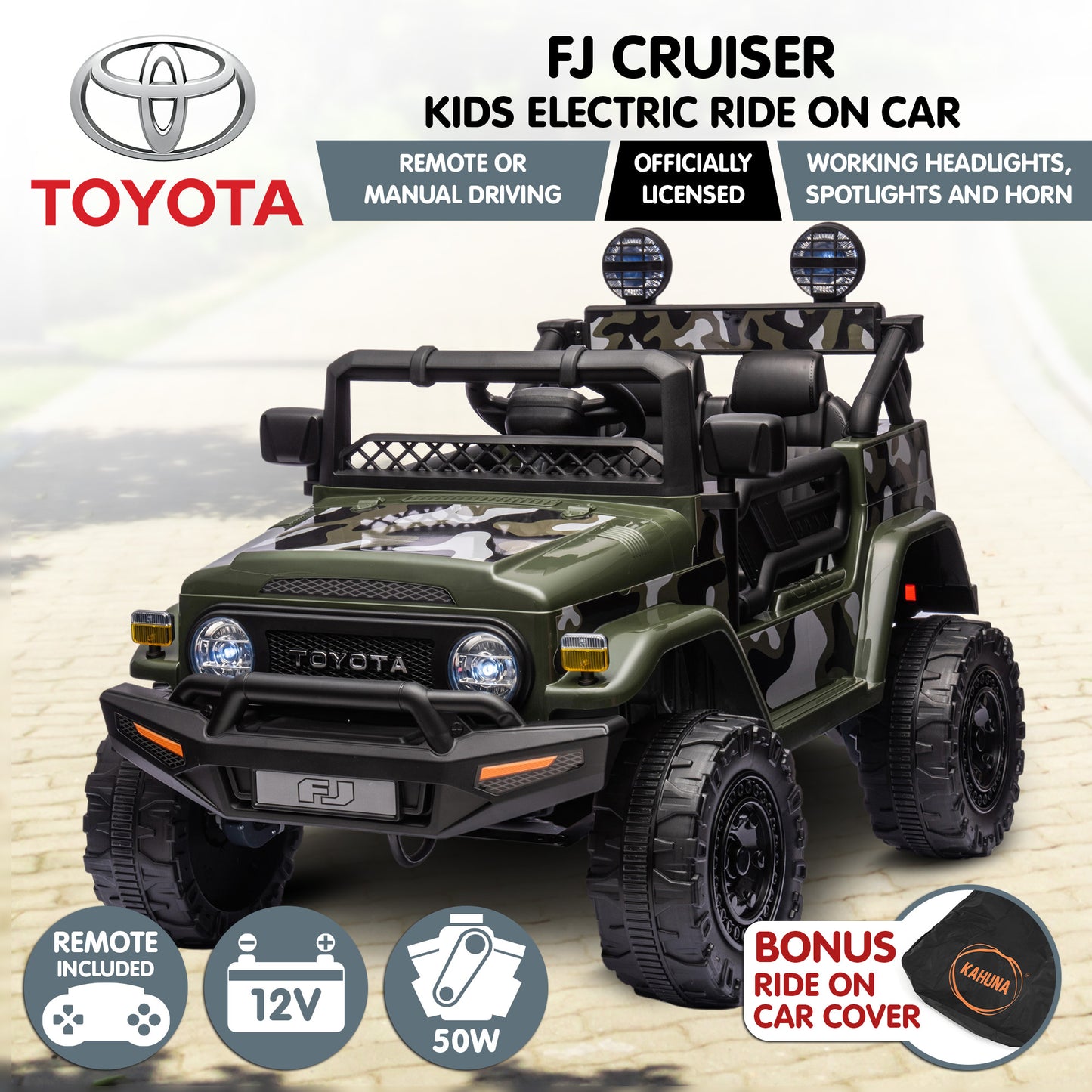 Toyota FJ Cruiser Kids Electric Ride On Car - Green