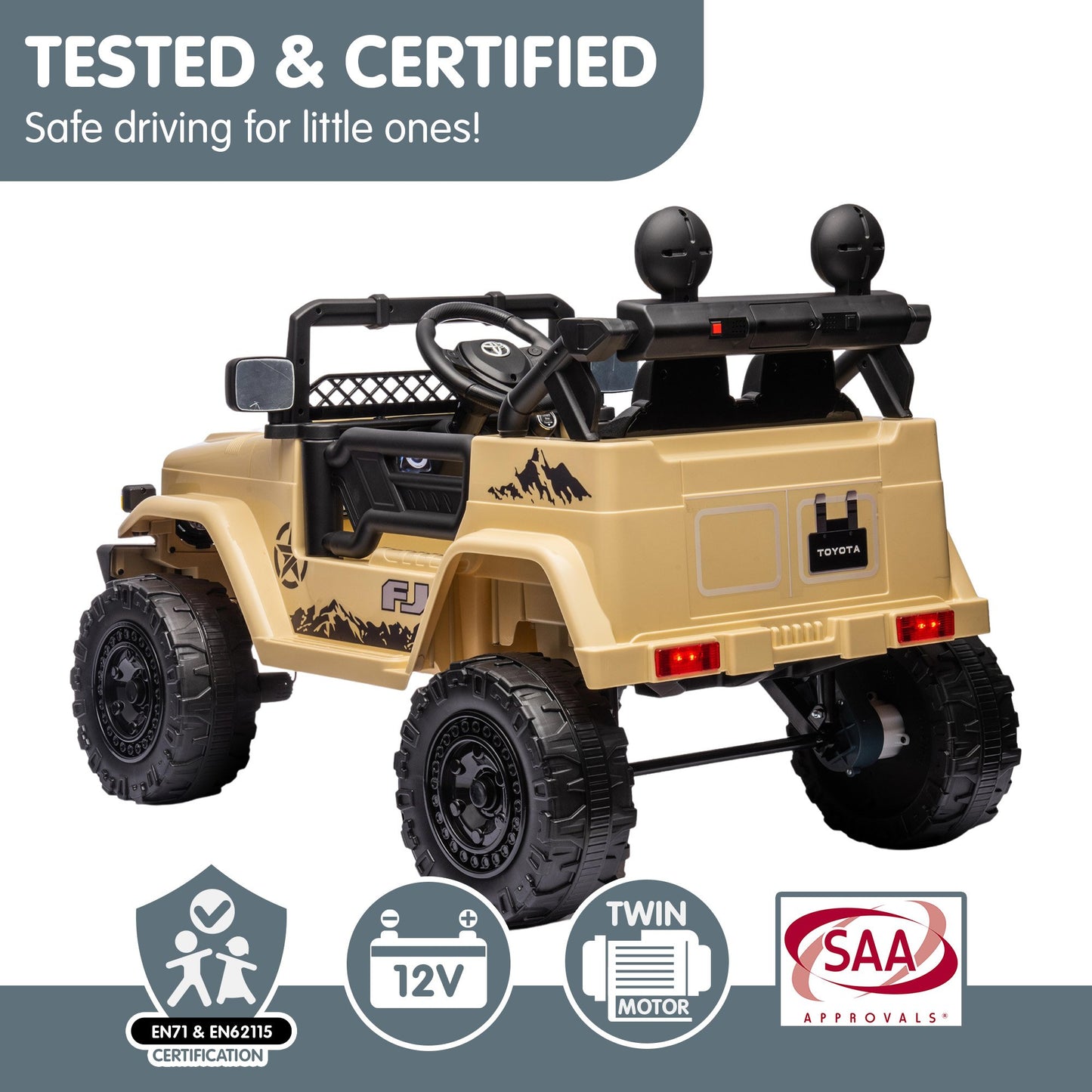 Toyota Fj Cruiser Kids Electric Ride On Car - Khaki