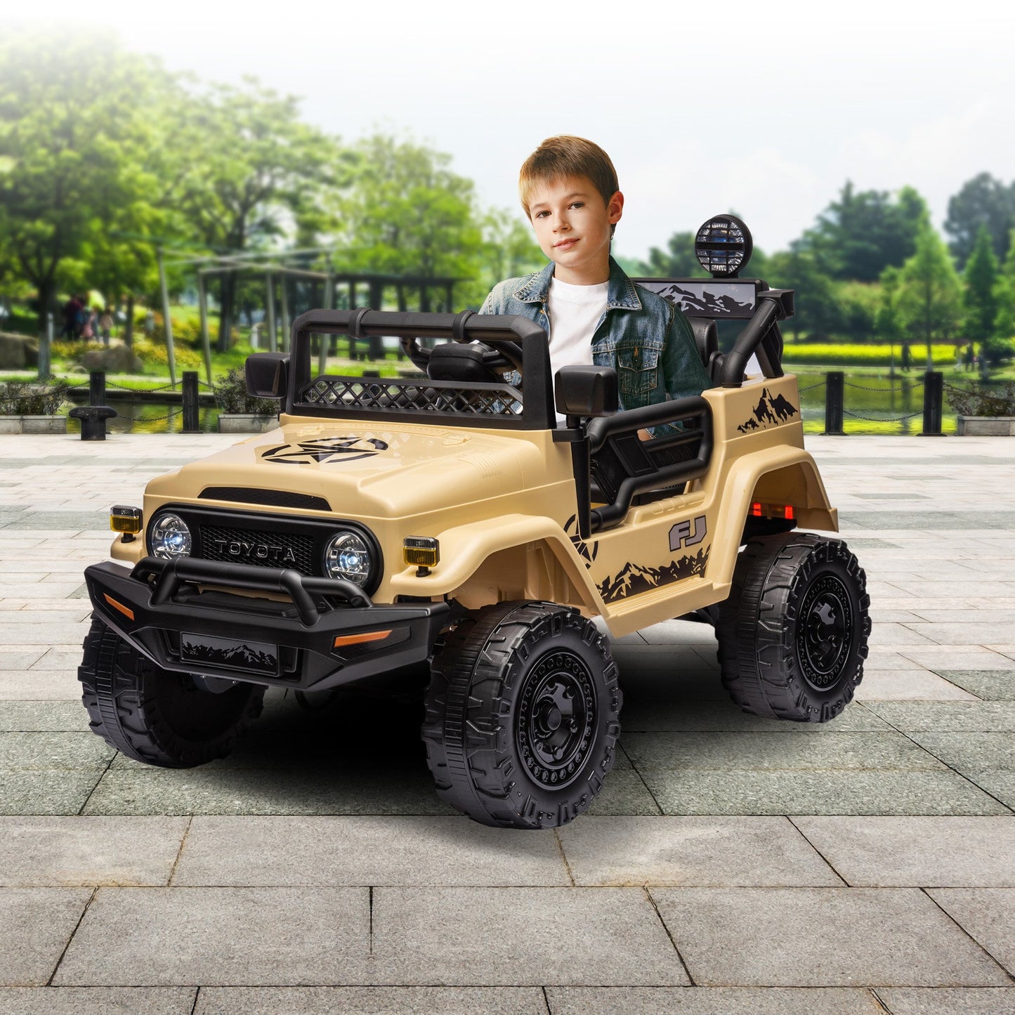 Toyota Fj Cruiser Kids Electric Ride On Car - Khaki