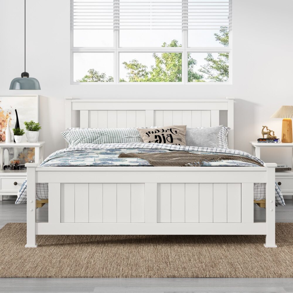 Double Solid Pine Timber Bed-Frame In White