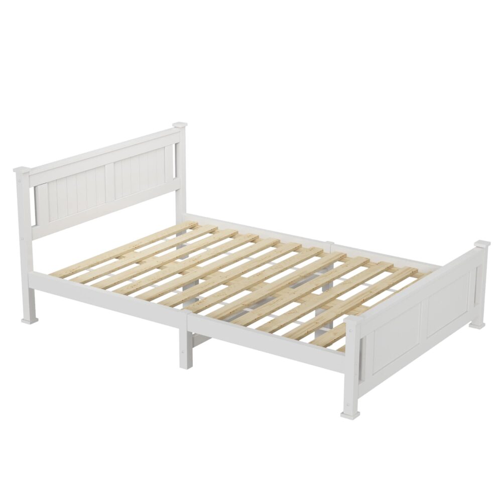 Double Solid Pine Timber Bed-Frame In White