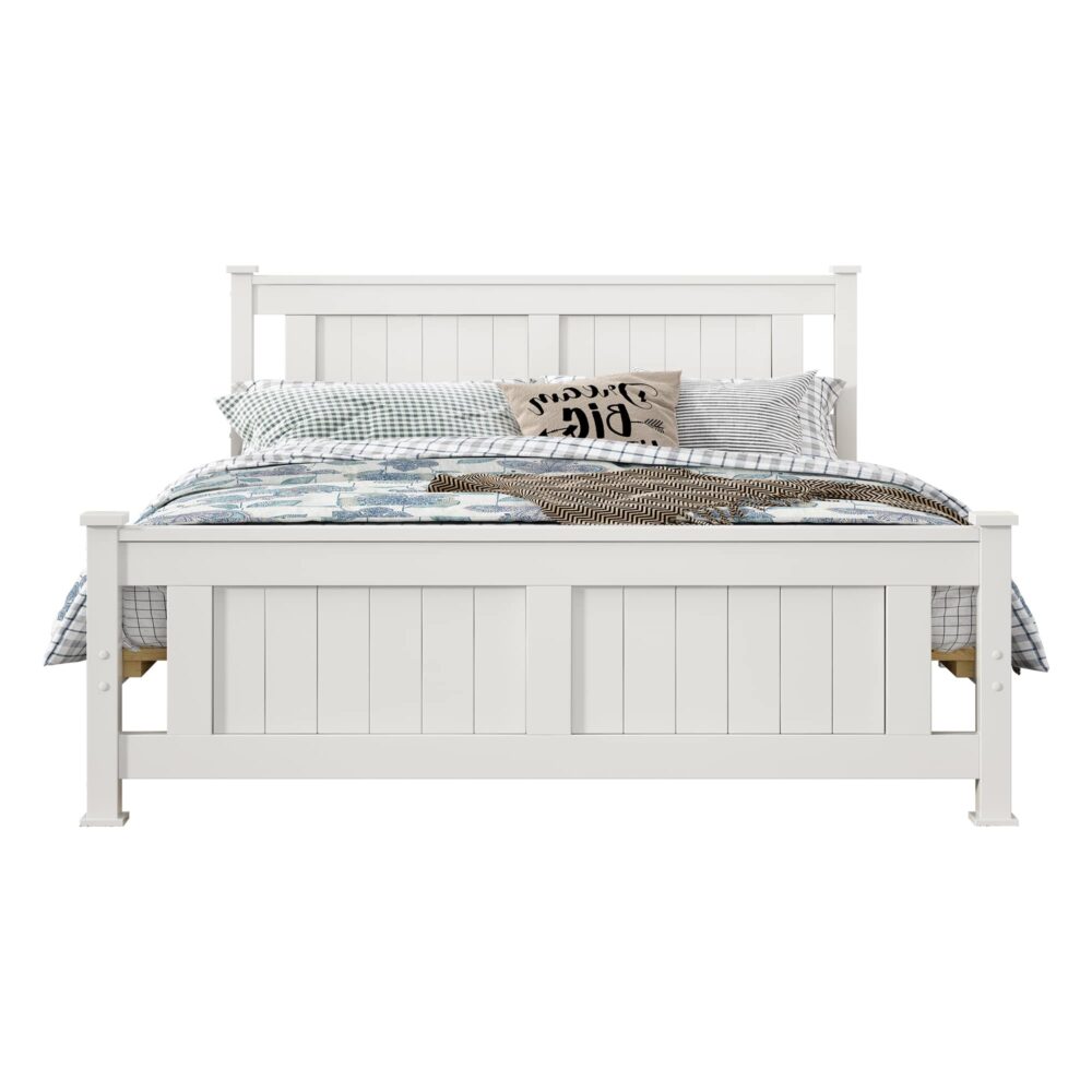 Double Solid Pine Timber Bed-Frame In White