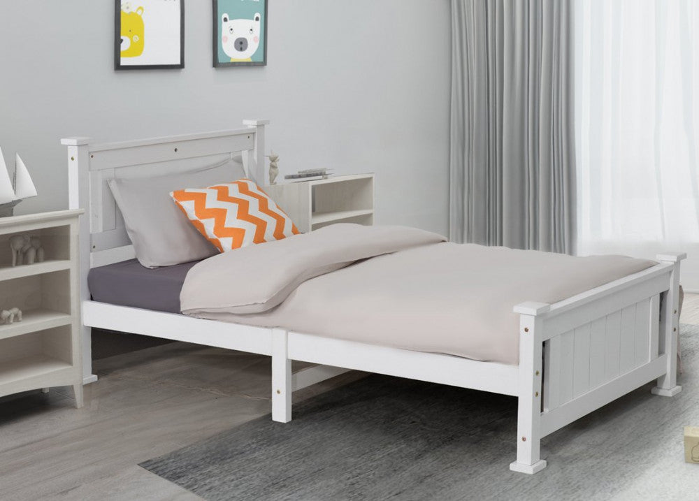 Double Solid Pine Timber Bed-Frame In White