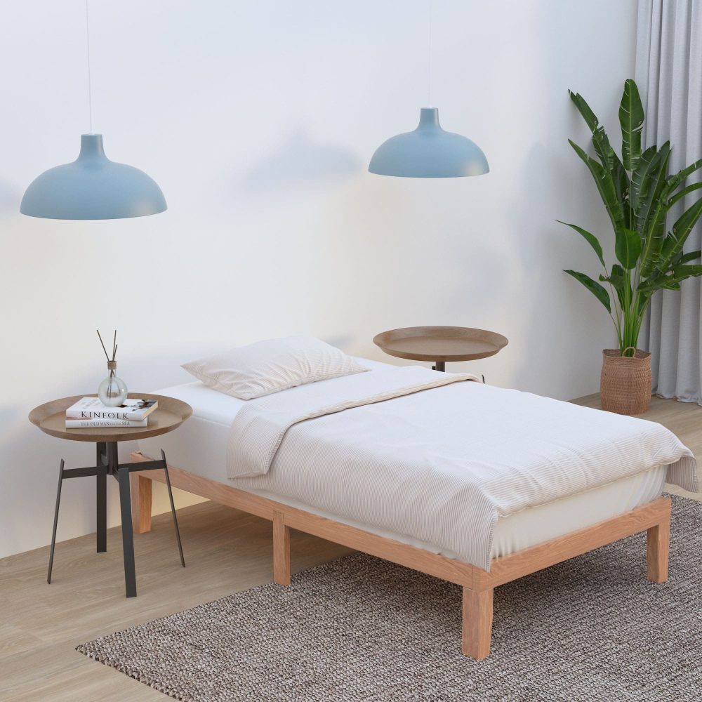 Single Size Warm Wooden Natural Bed Base Frame