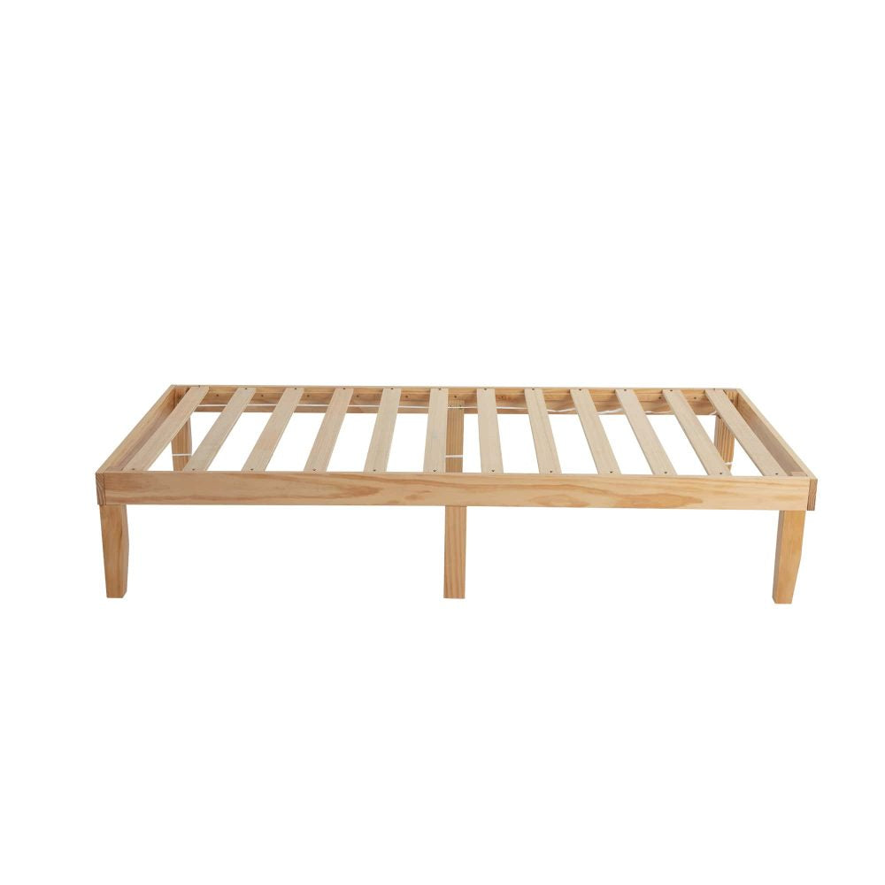 Single Size Warm Wooden Natural Bed Base Frame