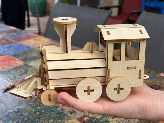 Build and Paint Your Own Locomotive Train Wood Model Toy Train-Plywood DIY Kit