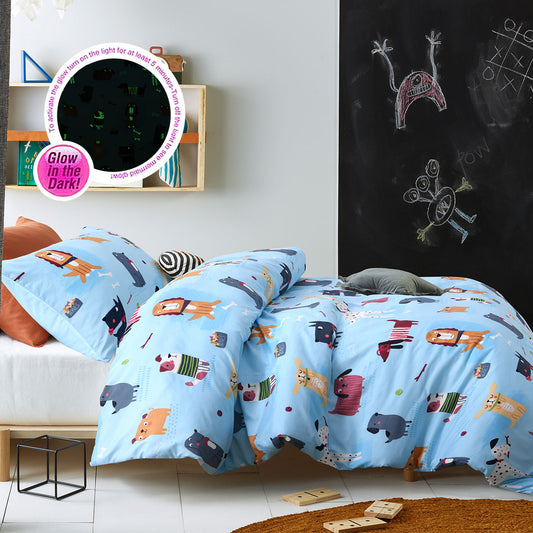 Woof Glow in the Dark Quilt Cover Set Double Bed