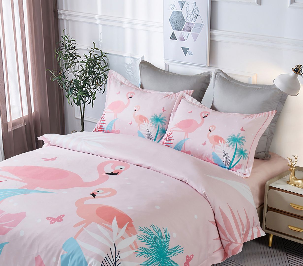 Flamingo Kids Quilt Cover Set - King Single Size