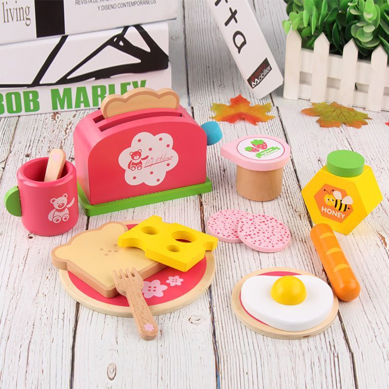 Kids WOODEN Kitchen Tea Set Pretend Play