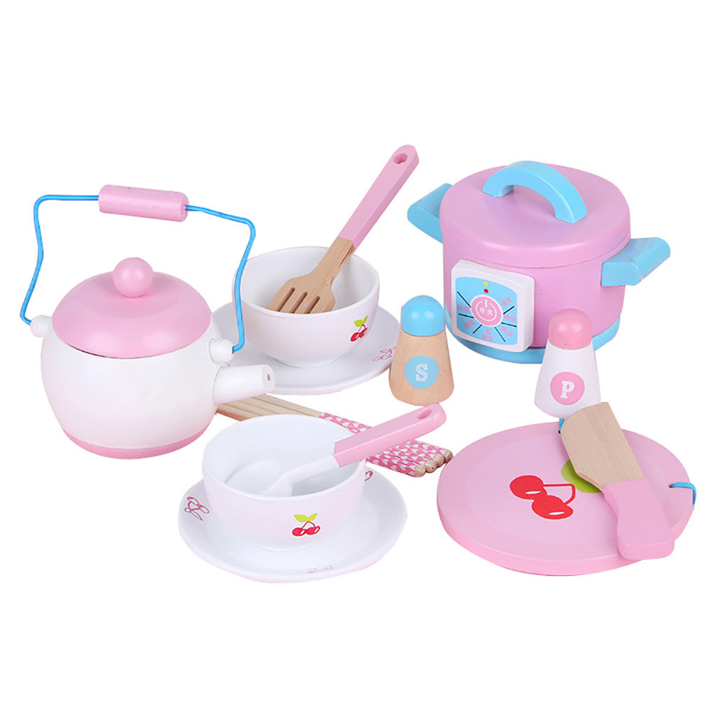 Kids WOODEN Kitchen Tea Set Pretend Play