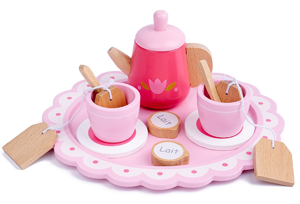 Kids WOODEN Kitchen Tea Set Pretend Play