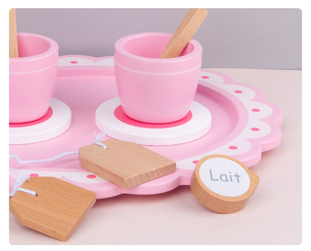 Kids WOODEN Kitchen Tea Set Pretend Play