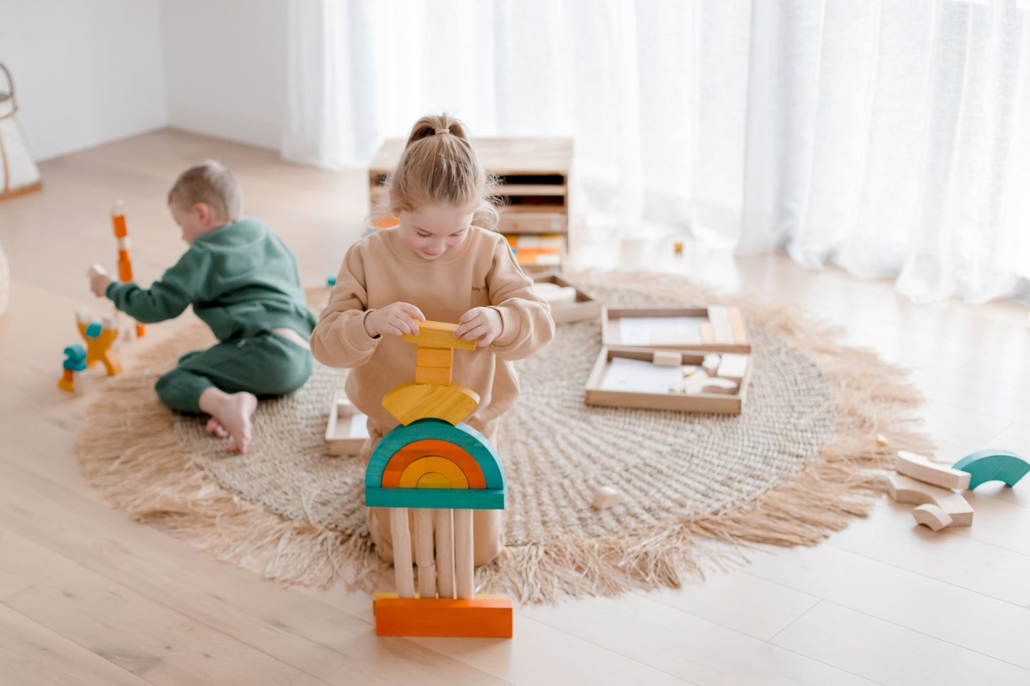 100 Pieces Of Natural Timber Blocks Building Play Toy With Storage Cabinet