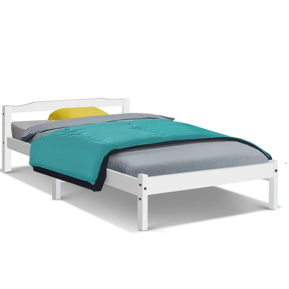 Single Size Wooden White Bed Frame