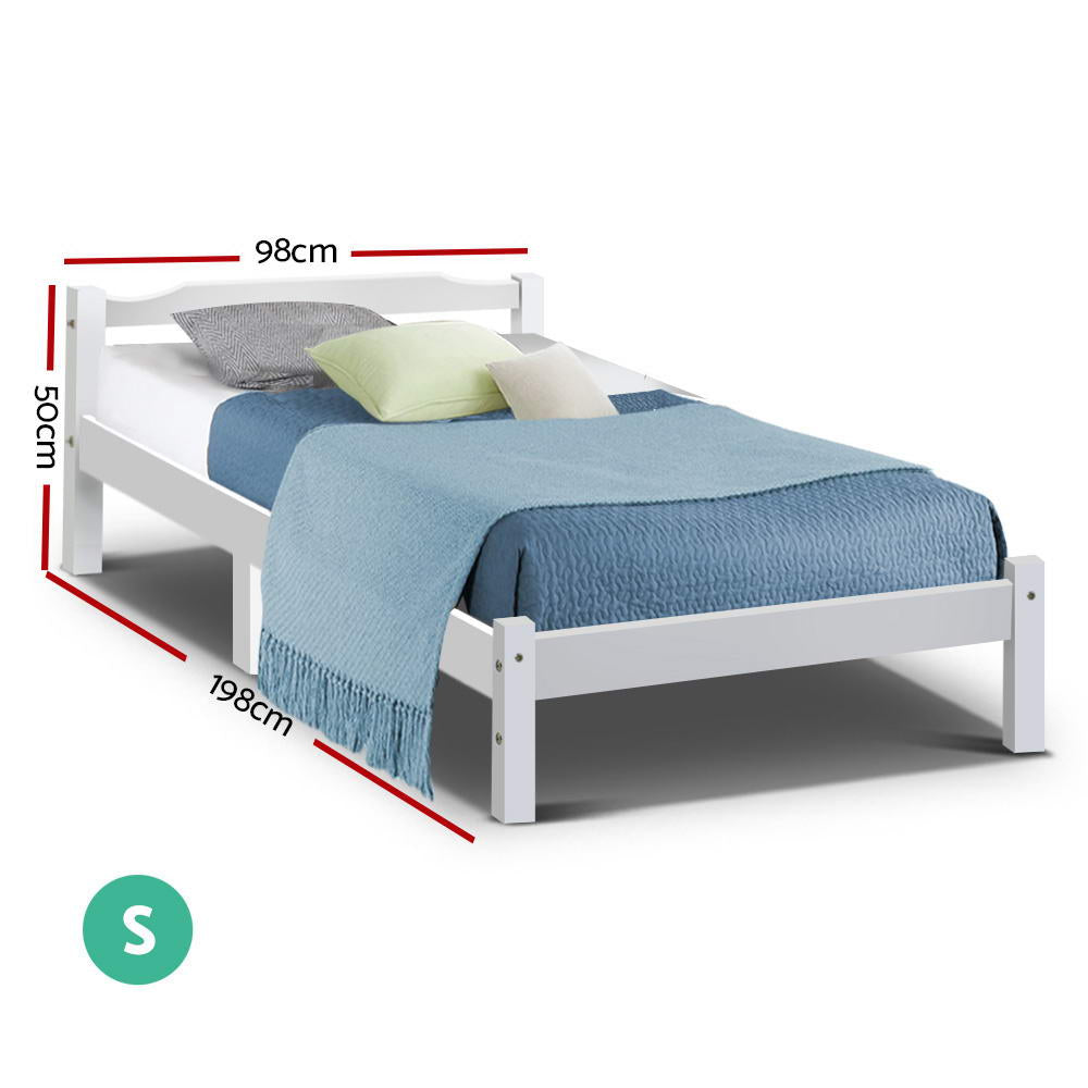 Single Size Wooden White Bed Frame