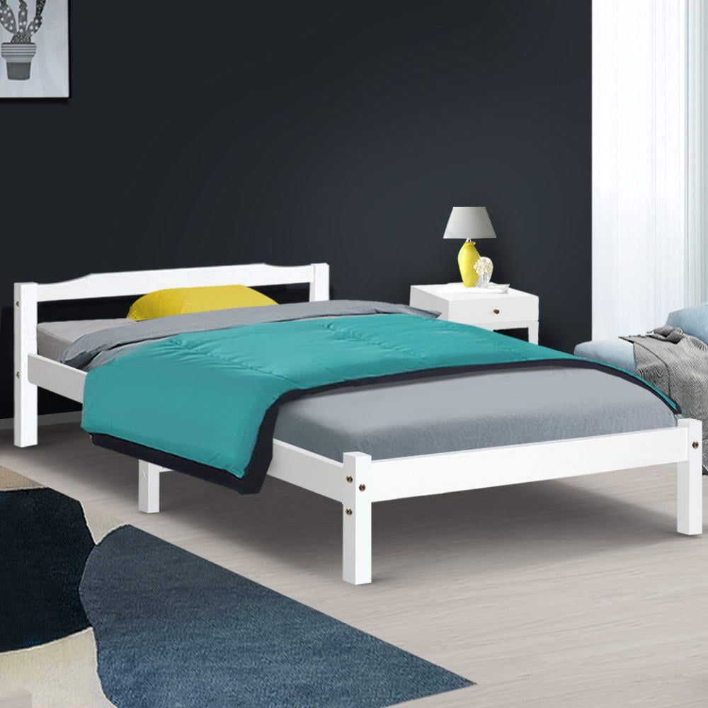 Single Size Wooden White Bed Frame