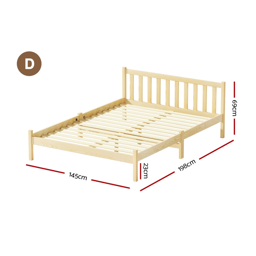 Wooden Oak Double Size Bed Frame