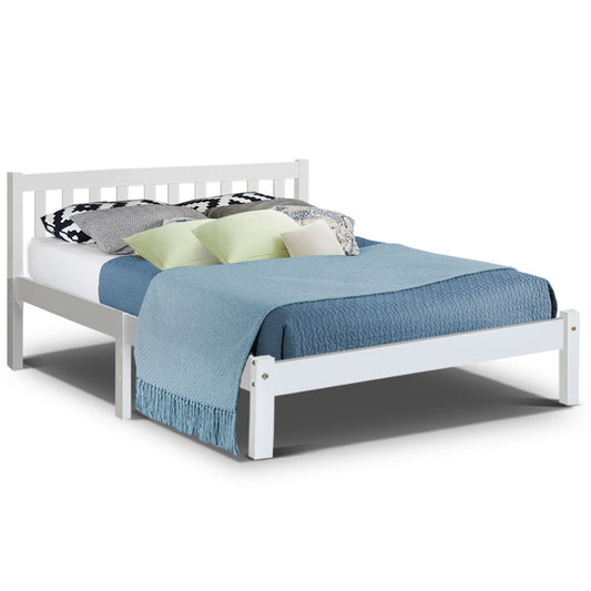 Wooden White Double Size Bed Frame