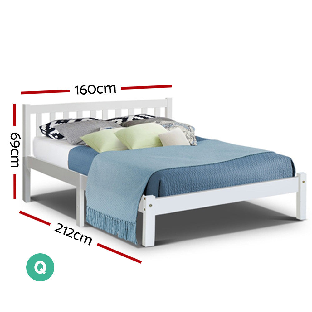 Queen Size Wooden White Bed Frame