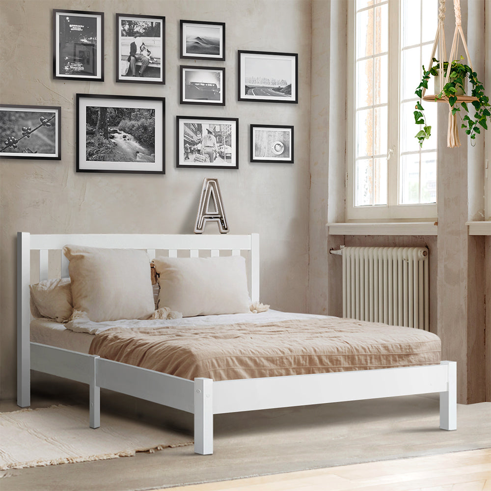 Queen Size Wooden White Bed Frame