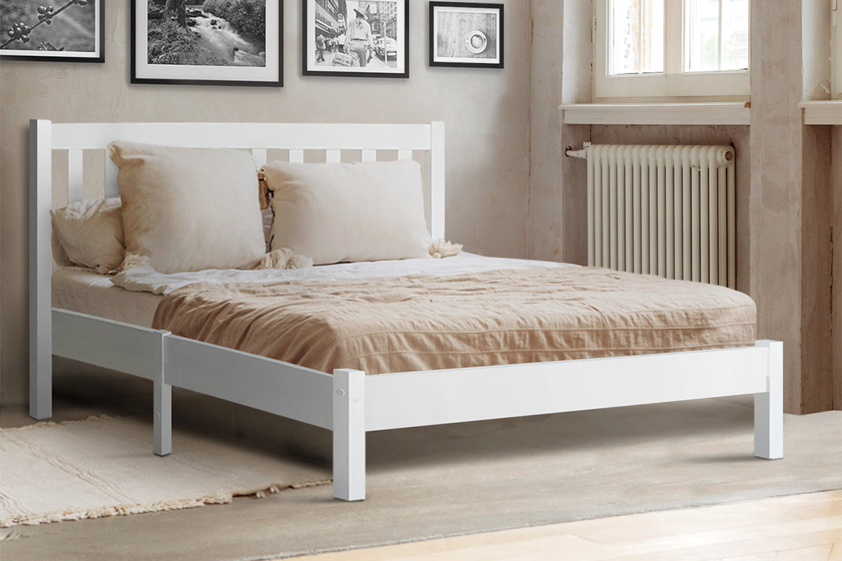 Queen Size Wooden White Bed Frame